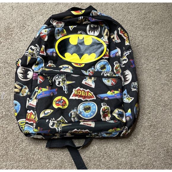 Bioworld Batman & Robin Backpack Full Size Bag Retro Black and Yellow - Picture 1 of 4